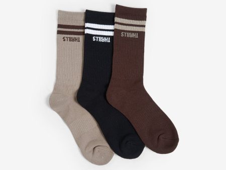 Minimal Thrills 3 Pack Sock - Oyster - Merch Black - Deep Plum Online Sale