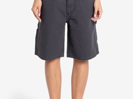 Slouch Carpenter Twill Short - Dark Charcoal Online now