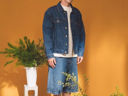 Oversized Wanderer Denim Jacket - Double Indigo Rinse on Sale