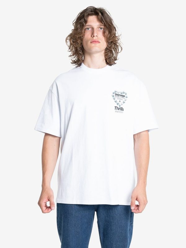 Controlled Damage Box Fit Oversize Tee - White Online Hot Sale