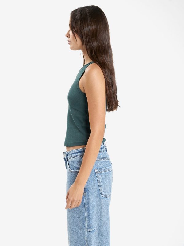 Energy is Precious Curve Tank - Dark Jade For Cheap