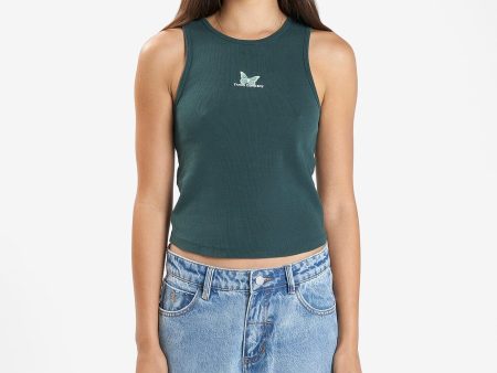 Energy is Precious Curve Tank - Dark Jade For Cheap