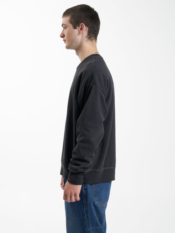 Modern Spiritualism Slouch Fit Crew - Washed Black Cheap