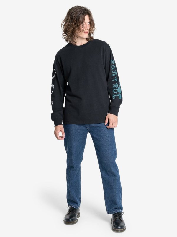 Controlled Damage Oversize Long Sleeve Tee - Black Hot on Sale