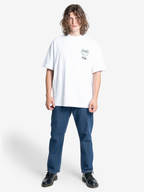 Controlled Damage Box Fit Oversize Tee - White Online Hot Sale