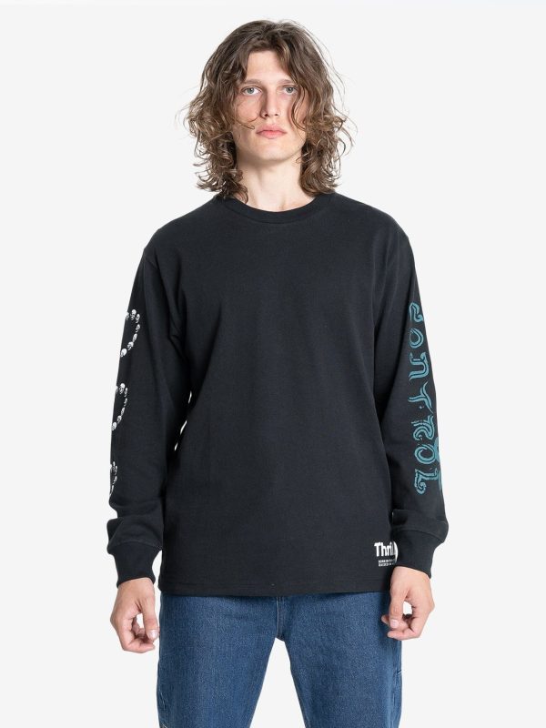 Controlled Damage Oversize Long Sleeve Tee - Black Hot on Sale