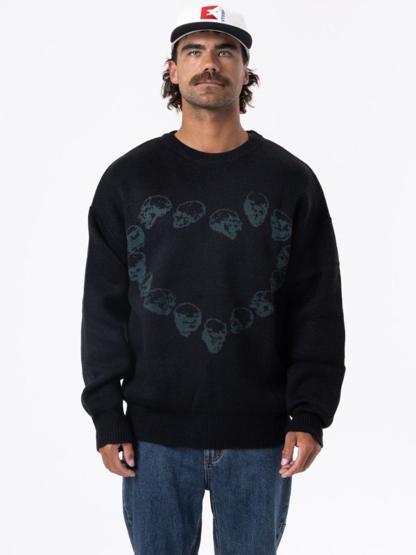 Controlled Damage Crew Knit - Black Sale