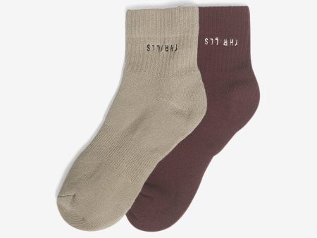 Minimal Thrills 2 Pack Sock - Oyster Grey - Deep Plum Fashion