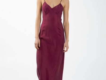 Chelsea Full Length Slip Dress - Wine For Discount