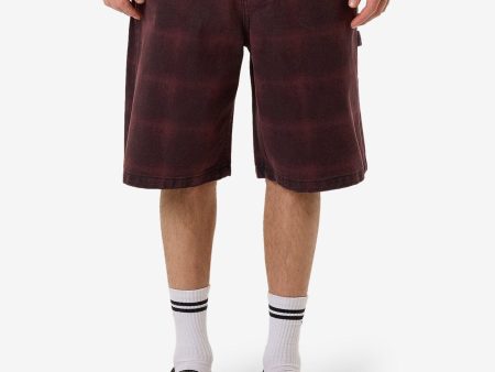 Big Slacker Barrio Check Denim Short - Deep Plum Sale