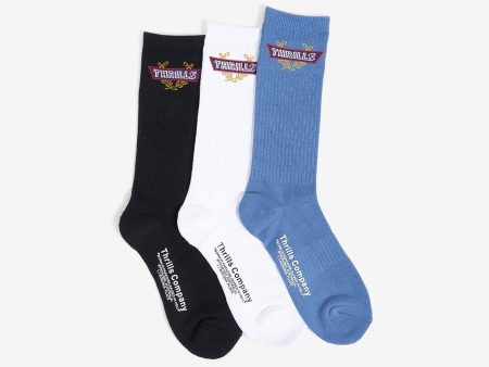 Built For Speed 3 Pack Sock - Merch Black - White - Bijou Blue Cheap