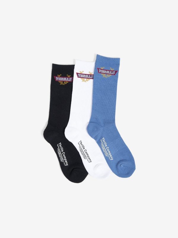 Built For Speed 3 Pack Sock - Merch Black - White - Bijou Blue Cheap