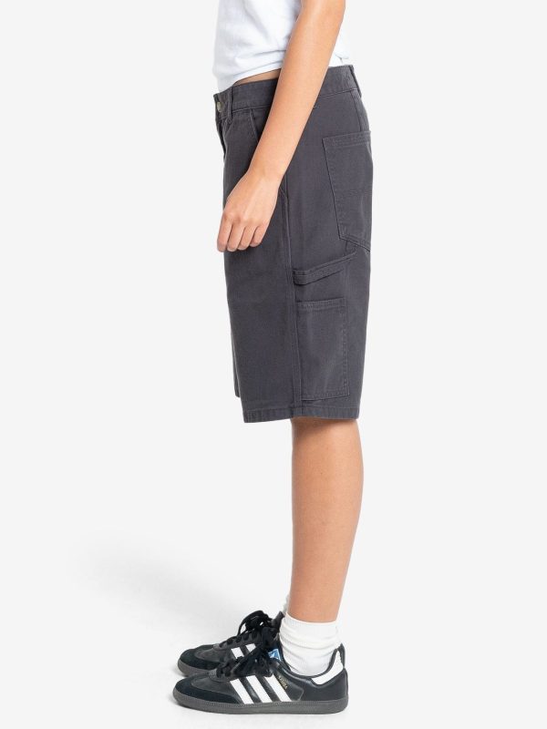 Slouch Carpenter Twill Short - Dark Charcoal Online now