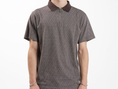 Linked Quarter Zip Polo - Chocolate Plum Online Sale