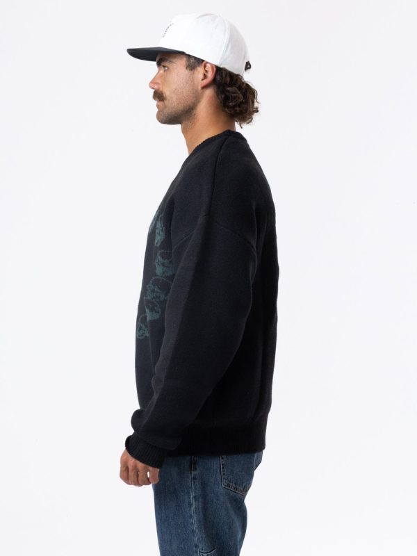 Controlled Damage Crew Knit - Black Sale