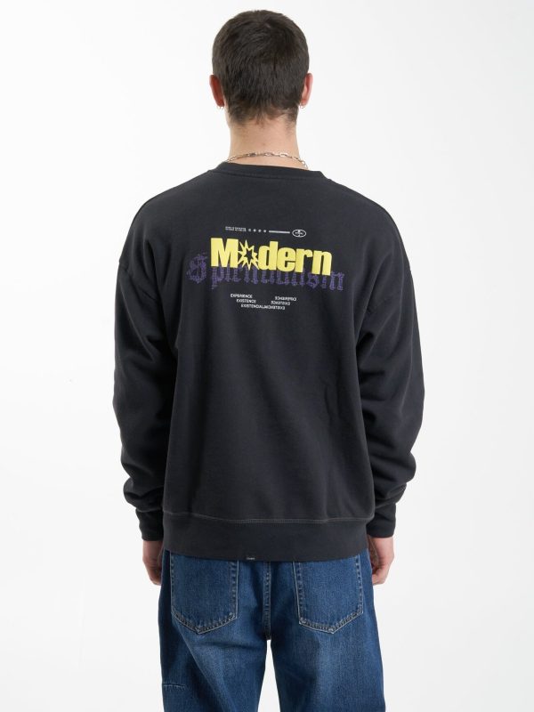 Modern Spiritualism Slouch Fit Crew - Washed Black Cheap