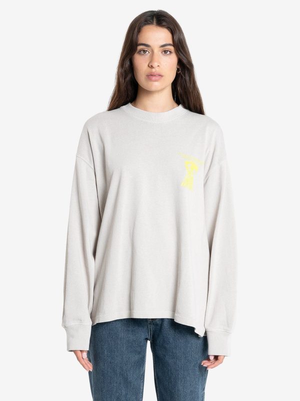 Earths Services Long Sleeve Oversized Tee - Oyster Grey Cheap