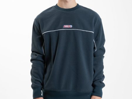 Wisdom Oversize Polar Fleece Crew - Petrol Online Hot Sale