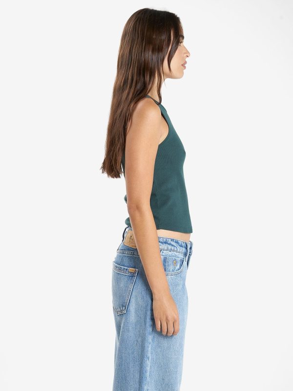 Energy is Precious Curve Tank - Dark Jade For Cheap