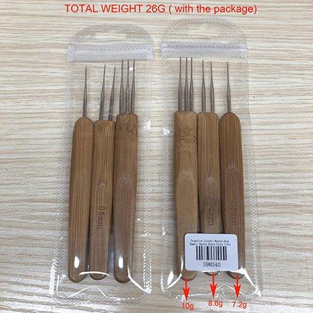 Dreamfix Dreadlock Crochet Needle Hook Bamboo Handle Hooks Tools Making 3 Pcs 0.5 mm Discount