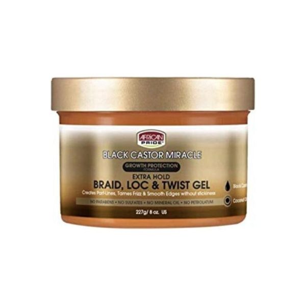 African Pride Black Castor Miracle Braid, Loc & Twist Gel 227g Online Hot Sale