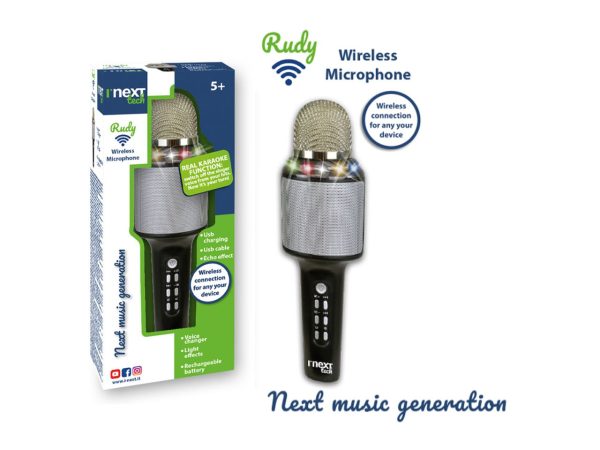 Microfono wireless con effetti luminosi rudy on Sale