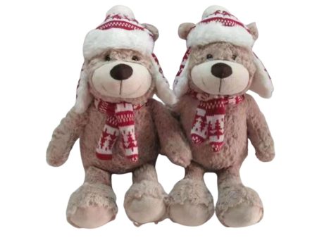 Orso di peluche con cappello e sciarpa natalizio misura 34cm in 2 colori Fashion