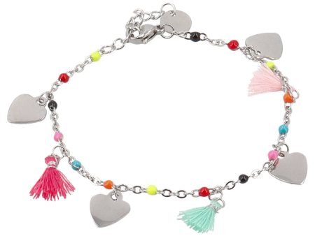 Bracciale con nappine e palline smaltate on Sale